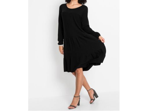 B.P.C sukienka dzianinowa czarna falbany r.36/38