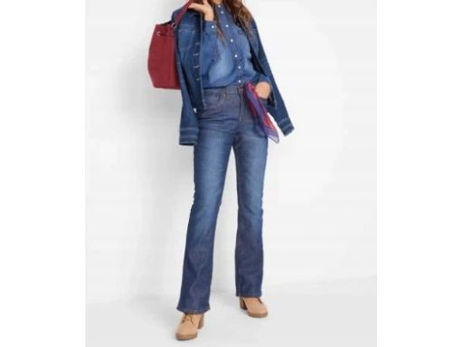 B.P.C spodnie ocieplane bootcut ciemny jeans 44.