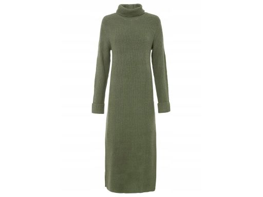 B.P.C długa sukienka dzianinowa zielona z rozcięciem r.44/46