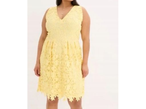 B.P.C koronkowa sukienka żółta r.48