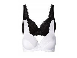 B.P.C 2-pak biustonosz miękki na fiszbinie z koronką 90B.