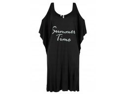 B.P.C Tunika plażowa czarna odkryte ramiona prześwitująca ^48/50