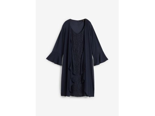 B.P.C sukienka 2w1 granatowa koronkowa z szyfonowym wdziankiem 44.