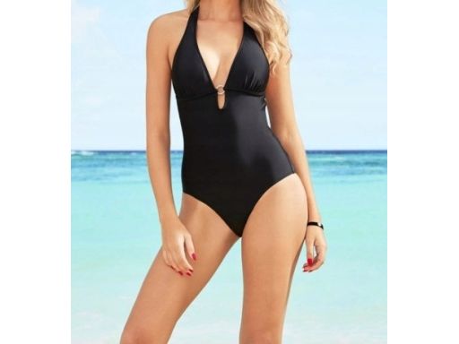 B.P.C kostium jednoczęściowy czarny sexy wycięcia r.38
