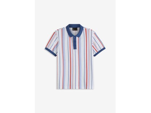 B.P.C t-shirt polo męski bawełniany biały w kolorowe paski M.