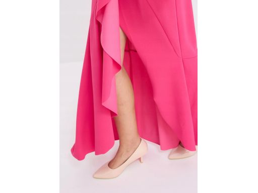 B.P.C długa sukienka wieczorowa z falbaną różowa ^36