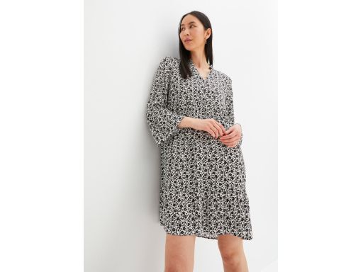 B.P.C sukienka z wiskozy biało-czarna w kwiatuszki 40.