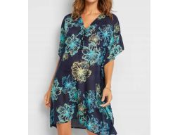 B.P.C sukienka plażowa tunika jasnoniebieska w kolorowe kwiaty ^44/46