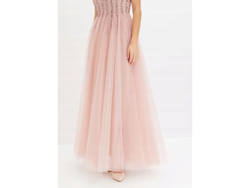 B.P.C długa sukienka różowa tiulowa z cekinami 38.