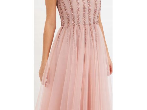 B.P.C długa sukienka różowa tiulowa z cekinami 38.