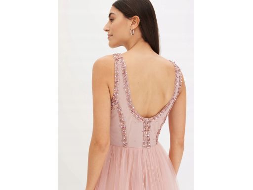 B.P.C długa sukienka różowa tiulowa z cekinami 38.