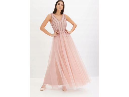 B.P.C długa sukienka różowa tiulowa z cekinami 38.