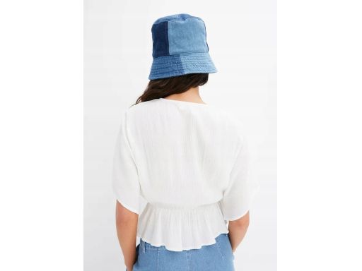 B.P.C bluzka z krepy z założeniem kopertowym śmietankowa 40.