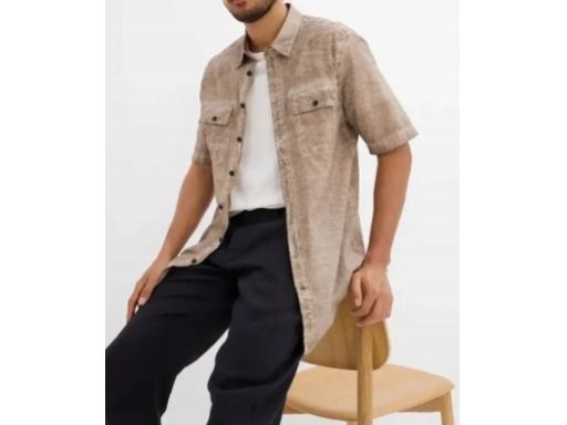B.P.C męska koszula bawełniana brązowa z cieniowaniem beżowym ^43/44