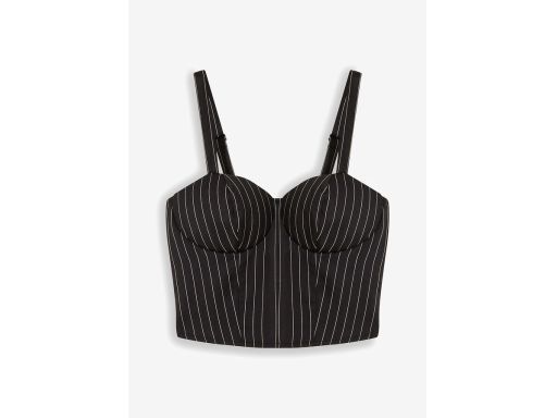 B.P.C krótki top gorsetowy czarny w cienkie paseczki r.36