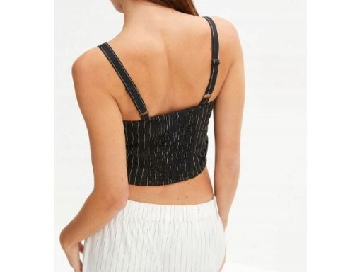 B.P.C krótki top gorsetowy czarny w cienkie paseczki r.36