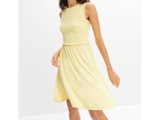 B.P.C sukienka letnia jasnożółta marszczenia 44/46.