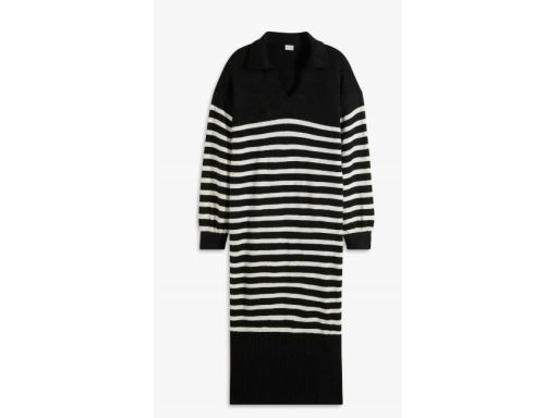 B.P.C sukienka dzianinowa midi czarna w białe paski ^36/38
