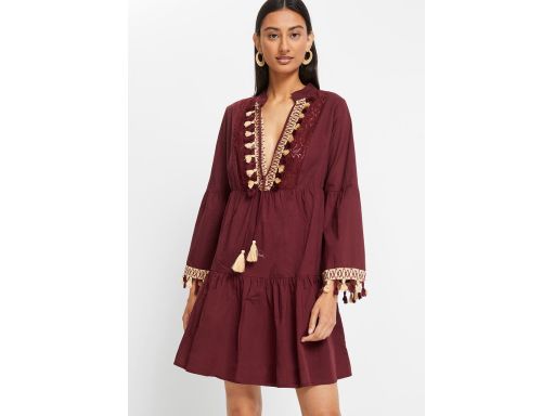 B.P.C sukienka tunikowa boho z frędzlami bawełniana ^42