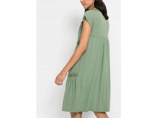 B.P.C sukienka tunikowa zielona z koronką ^32/34