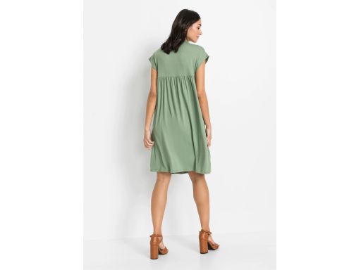 B.P.C sukienka tunikowa zielona z koronką ^32/34