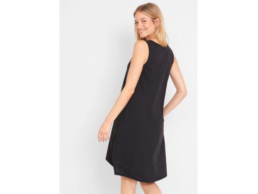 B.P.C czarna sukienka asymetryczna bawełniana z nadrukiem 48/50.