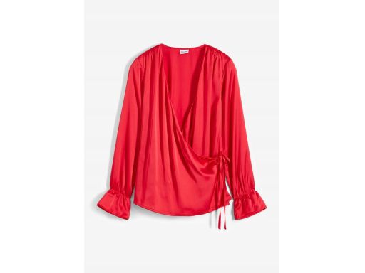 B.P.C czerwona bluzka kopertowa satynowa ^44