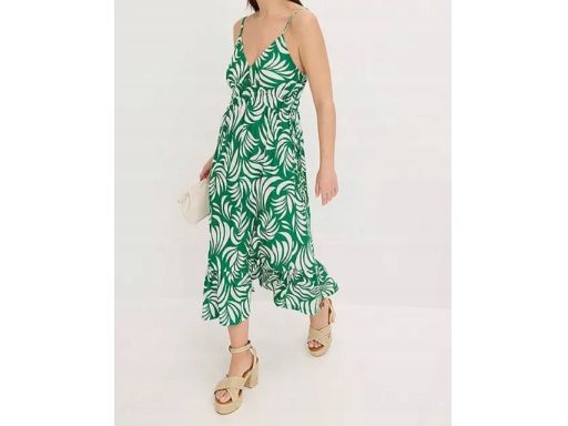 B.P.C sukienka midi z wiskozy na ramiączka we wzory 44/46.