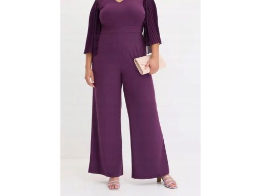 B.P.C ciemnofioletowy kombinezon z plisowanymi rękawkami ^38