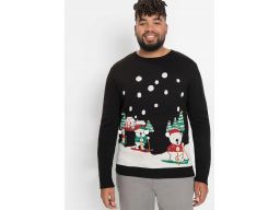 B.P.C sweter męski czarny w świąteczny wzór z dzwoneczkami ^44/46, S
