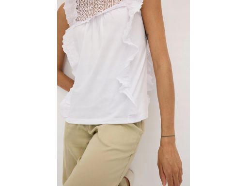 B.P.C top biały z ażurową koronką bawełniany 48/50.