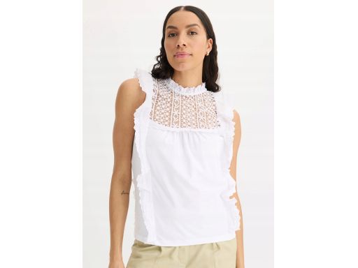 B.P.C top biały z ażurową koronką bawełniany 48/50.