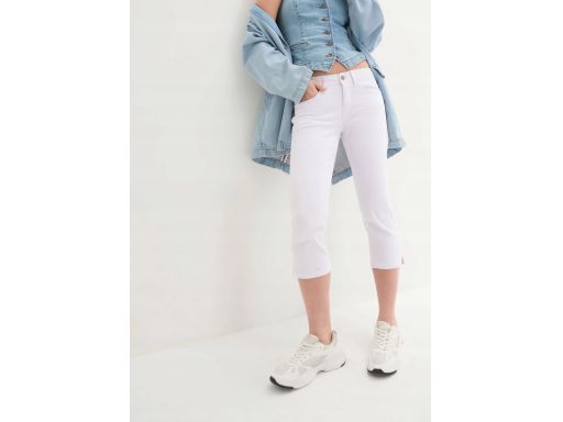 B.P.C jeansy 3/4 slim fit mid waist białe ^44