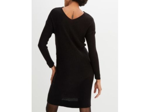 B.P.C sukienka dzianinowa czarna ze splotem dekoracyjnym 40/42.