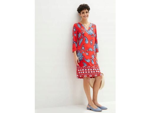 B.P.C sukienka shirtowa czerwona we wzory r.40/42