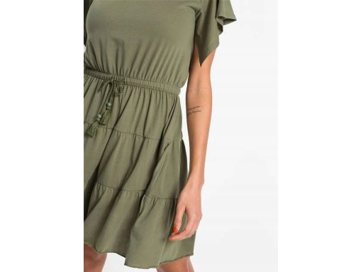 B.P.C khaki sukienka shirtowa z falbanami r.40/42