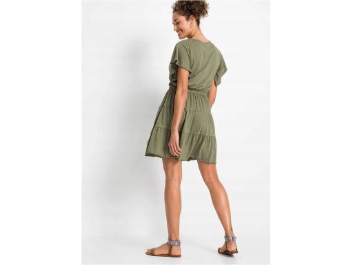 B.P.C khaki sukienka shirtowa z falbanami r.40/42