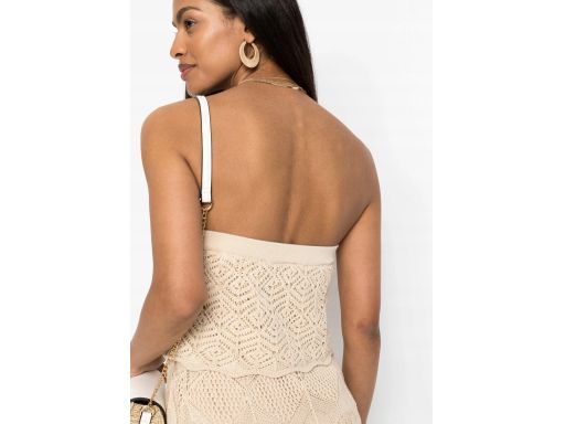 B.P.C sukienka dzianinowa z ażurowym z odkrytymi ramionami ^36/38