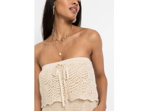 B.P.C sukienka dzianinowa z ażurowym z odkrytymi ramionami ^36/38