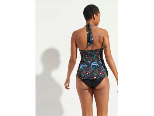 B.P.C tankini czarne w kolorowe wzory wiązanie na szyi z figami ^46