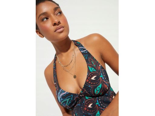 B.P.C tankini czarne w kolorowe wzory wiązanie na szyi z figami ^46