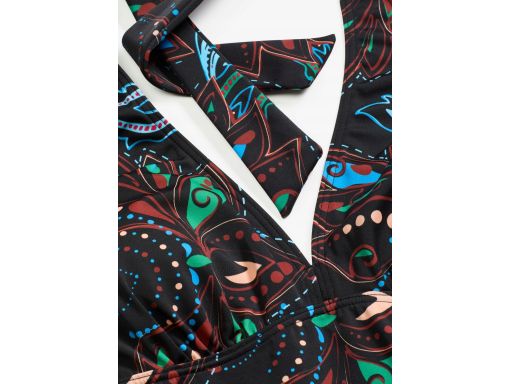 B.P.C tankini czarne w kolorowe wzory wiązanie na szyi z figami ^46