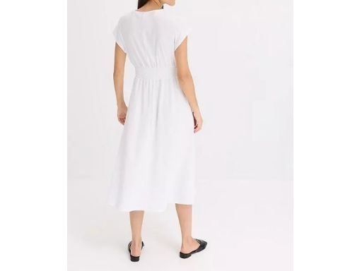 B.P.C midi sukienka biała krepowana 40/42.