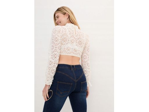 B.P.C damska bluzka koronkowa w stylu ludowym ecru r.52