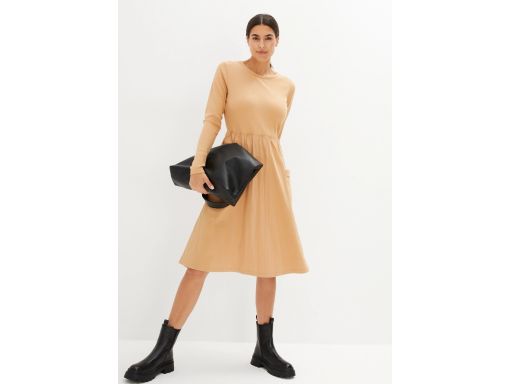 B.P.C sukienka beżowa z różnych materiałów midi r.46