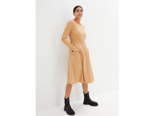 B.P.C sukienka beżowa z różnych materiałów midi r.46