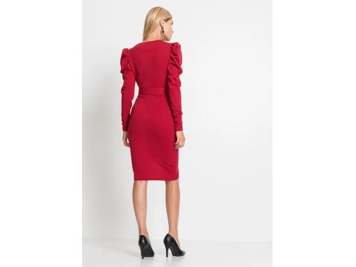 B.P.C sukienka ołówkowa czerwona z marszczeniem koktajlowa ^36/38