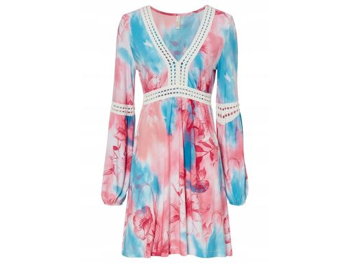 B.P.C letnia sukienka kolorowa z ażurową koronką r.36/38