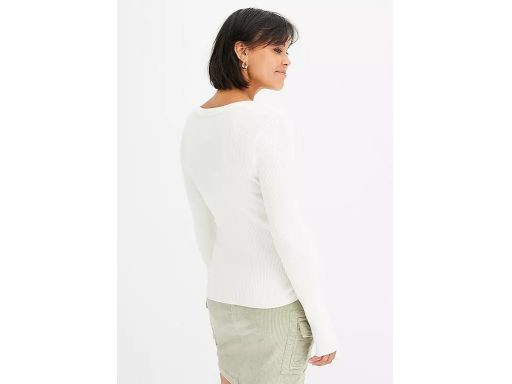 B.P.C sweterek biały z efektem założenia kopertowego ^36/38