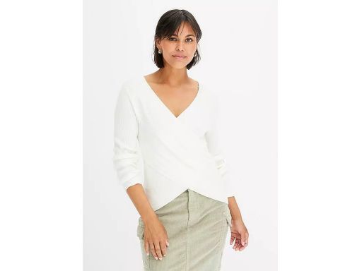 B.P.C sweterek biały z efektem założenia kopertowego ^36/38